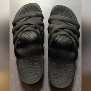 Women's CROCS SPLASH STRAPPY SIZE 8 BLACK SLIP ON SANDALS